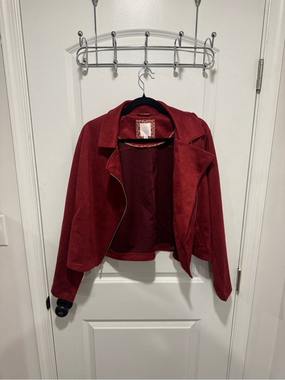LC Lauren Conrad Deep Red Suede Bomber Jacket